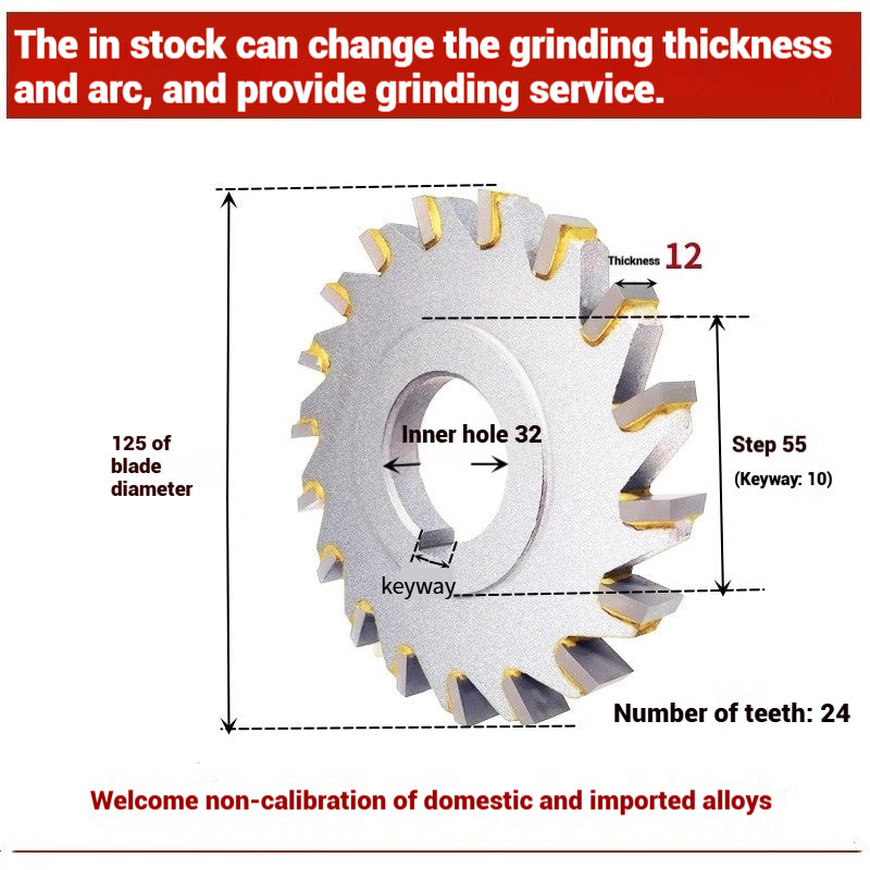 1057-Alloy three-face milling cutter can be customized tungsten steel 63 80 100 125 YW2 steel parts milling slot welding disk cutter Shandong Denso Pricision Tools Co.,Ltd.